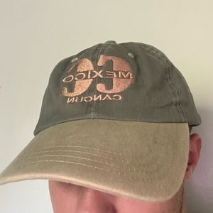 Vacation Hat - Green, Tan, Patch Dad hat - Cancun - One Size Fits Most - Velcro